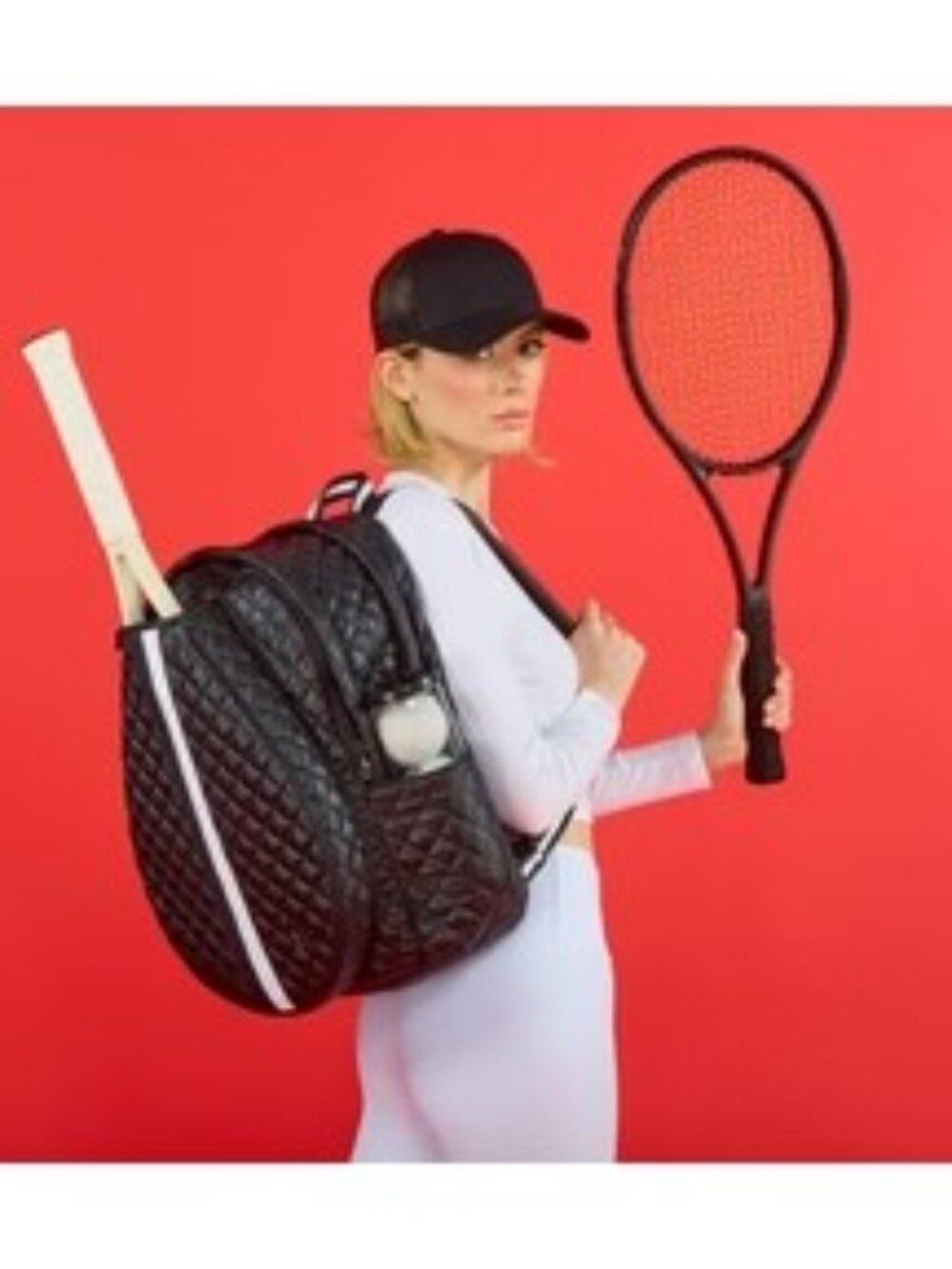 Oliver Thomas 24 + 7 Tennis Backpack in Black/Black and White Stripe